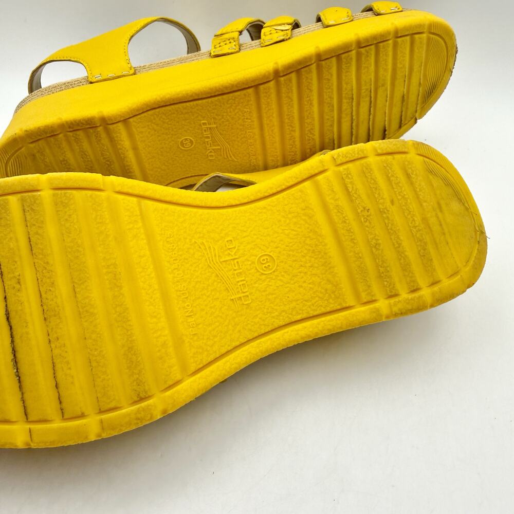 Dansko Womens Roxie Platform Sandals EU 39 US 9 Yellow Leather GUC - Picture 13 of 15